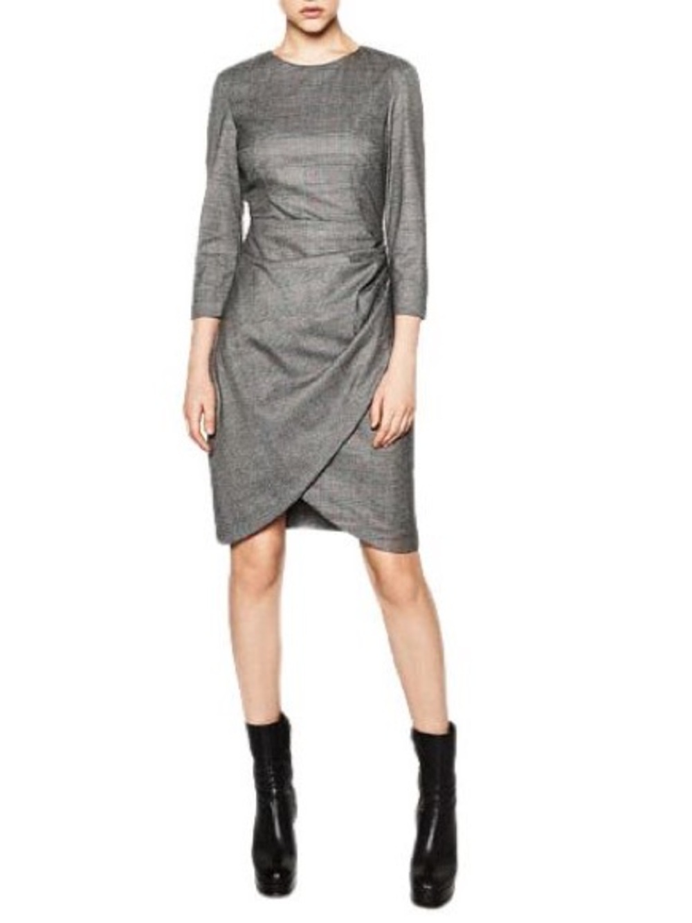 Zara checked dress with draped skirt
